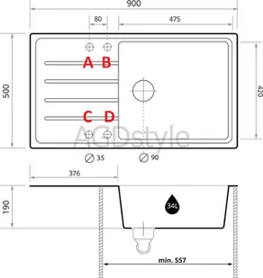 Zlew BRANDE LINK 900-60 WHITE (biały) - Zlewozmywaki - miniaturka - grafika 2