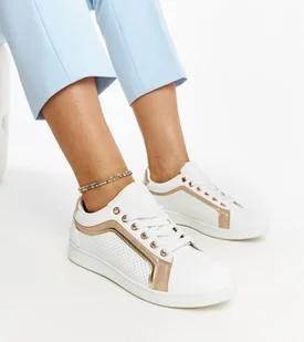 Biało-złote sneakersy na platformie Amala-37 - Sneakersy damskie - miniaturka - grafika 1
