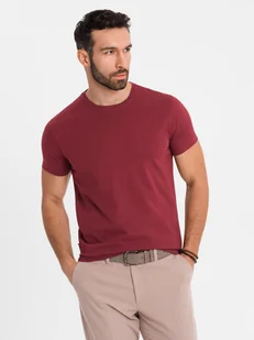 Klasyczny T-shirt męski bawełniany BASIC - bordowy V16 OM-TSBS-0236 XXL - Koszulki męskie - miniaturka - grafika 1