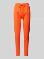 Spodnie damskie - Spodnie o kroju slim fit z zakładkami w pasie i elastycznym pasem model ‘KATE’ - miniaturka - grafika 1