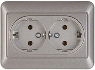 Gniazdka elektryczne - DOUBLE SCHUK SOCKET OUTL MET RP16-021 - miniaturka - grafika 1