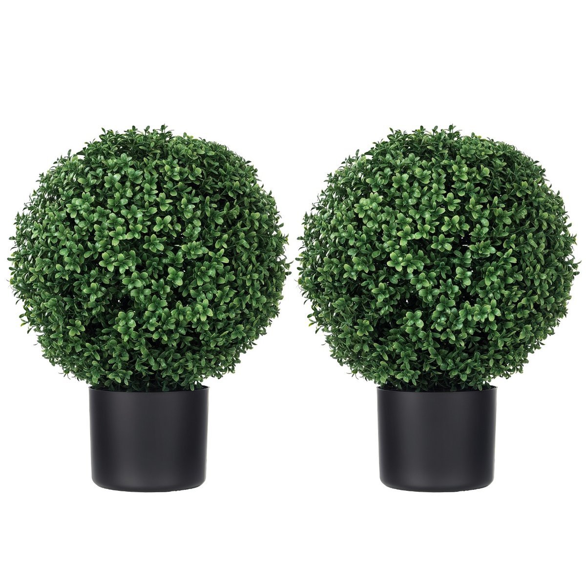 HOMCOM Zestaw 2 sztucznych roślin bukszpanowych 52 cm, okrągły sztuczny bukszpan w doniczkach, realistyczne sztuczne rośliny do salonu, sypialni, b..