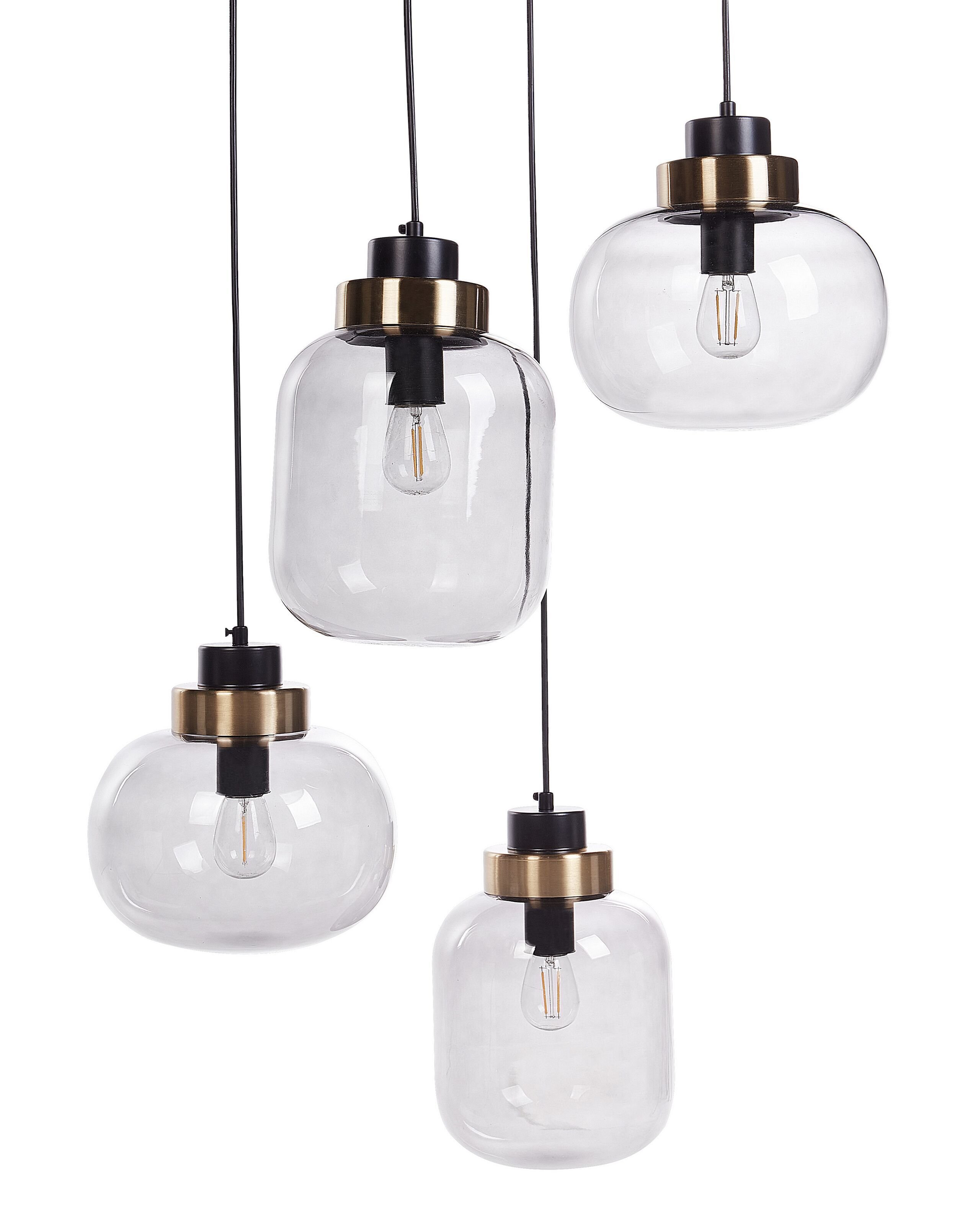 BELIANI Lampa wisząca szara przezroczyste szklane klosze czarne metalowa okrągłe 4-punktowe oświetlenie do mieszkania salon