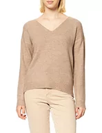Swetry damskie - bestseller a/s Damski sweter Pcperla Ls V-Neck Knit Noos Bc, Srebrny Mink/Szczegóły: cp, M - miniaturka - grafika 1
