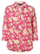 Bluzki damskie - Franco Callegari - Damska bluzka lniana, wyrazisty róż|wielokolorowy - miniaturka - grafika 1