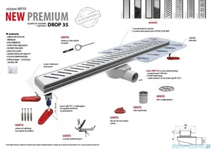 Wiper New Premium Pure Odpływ liniowy z kołnierzem 80 cm syfon drop 35 poler 500.0103.01.080 - Odpływy liniowe - miniaturka - grafika 4