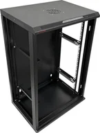 Szafy rack - Szafa Q-Lantec Szafka rack wisząca 19" 18U 600x450, niedzielona, drzwi szklane, kolor czarny FLAT PACK, - miniaturka - grafika 1
