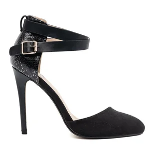 Goodin Czarne szpilki z paskiem wokół kostki - Czółenka - miniaturka - grafika 1