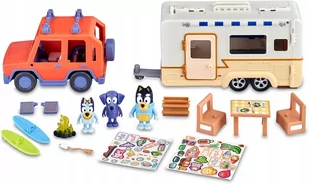 BLUEY ZESTAW RODZINNE AUTO I PRZYCZEPA KEMPINGOWA + 3 FIGURKI POJAZD - Figurki dla dzieci - miniaturka - grafika 1
