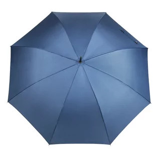 Parasole - Parasol długi męski Blue Drop ze skórzaną rączką, granat - grafika 1