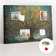 Tablice i flipcharty - Organizer, Tablica korkowa 100x70 cm + Kolorowe Pinezki - Drzewo mozaikowe - miniaturka - grafika 1