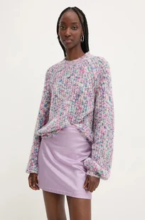 Desigual sweter z domieszką wełny BIRMINGHAM damski kolor różowy z półgolfem 24WWJF72 - Swetry damskie - miniaturka - grafika 1