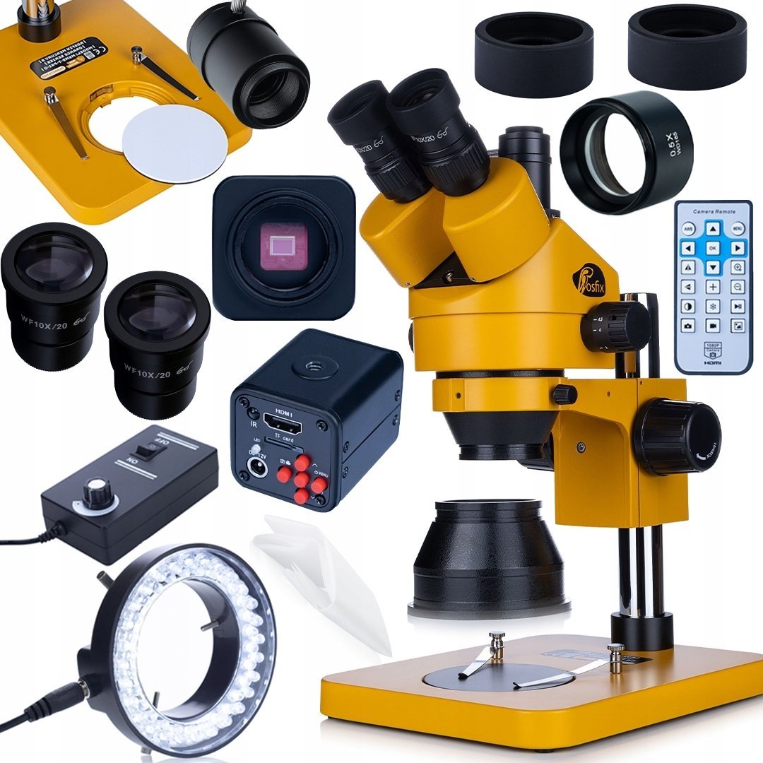 Mikroskop Rosfix MIKROSKOP MERCURY TRINOKULAROWY ZESTAW 4K 16MP SOCZEWKA LED KAMERA C-MOUNT