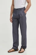 Spodnie męskie - Pepe Jeans spodnie RELAXED PLEATED LINEN PANTS męskie kolor szary w fasonie chinos PM211700 - miniaturka - grafika 1