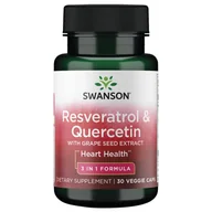 Serce i układ krążenia - Swanson Resveratrol & Quercetin with Grape Seed Extract, resweratrol i kwercetyna, 30 kapsułek - miniaturka - grafika 1