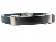 Bransolety męskie - Bransoletka męska ze stali chirugicznej i kauczuku z blaszką czarną - miniaturka - grafika 1