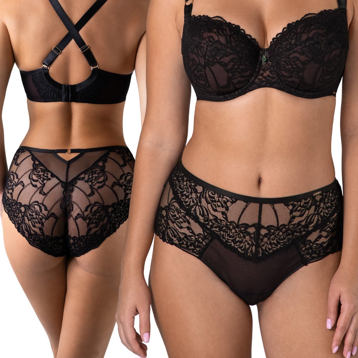 Majtki Alles Truffle Noir wysoki stan czarne z czekoladą - Rozmiar 40