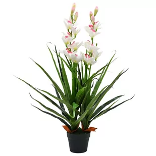 vidaXL Sztuczny storczyk cymbidium z doniczką, 100 cm, zielony - Sztuczne kwiaty - miniaturka - grafika 1