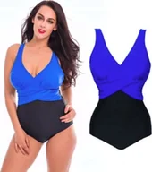 Stroje kąpielowe - Pan i Pani Gadżet Jednoczęściowy strój kąpielowy plus size NIEBIESKI XXL - miniaturka - grafika 1