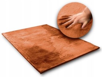 Jedwabisty Wysoki Dywan Rabbit 200x140 Pluszowy Miedziany Brick