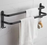 Wieszaki łazienkowe - Stalowy WIESZAK na Ręczniki Łazienkowy w stylu Loft 60x11cm czarny mat AG988 - miniaturka - grafika 1