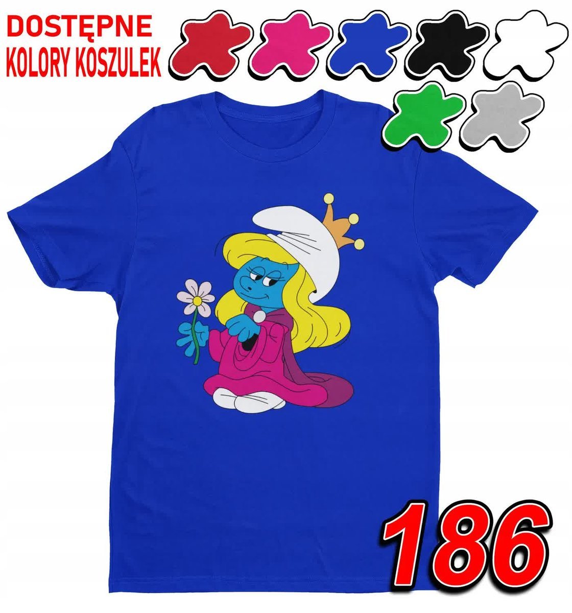 Dziecięca Koszulka T-Shirt Z Nadrukiem Duży Wybór Smerfetka -M 134-140