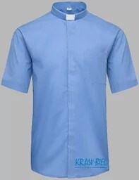 Koszula kapłańska z koloratką, krótki rękaw ciemnoniebieska - Szaty liturgiczne - miniaturka - grafika 1