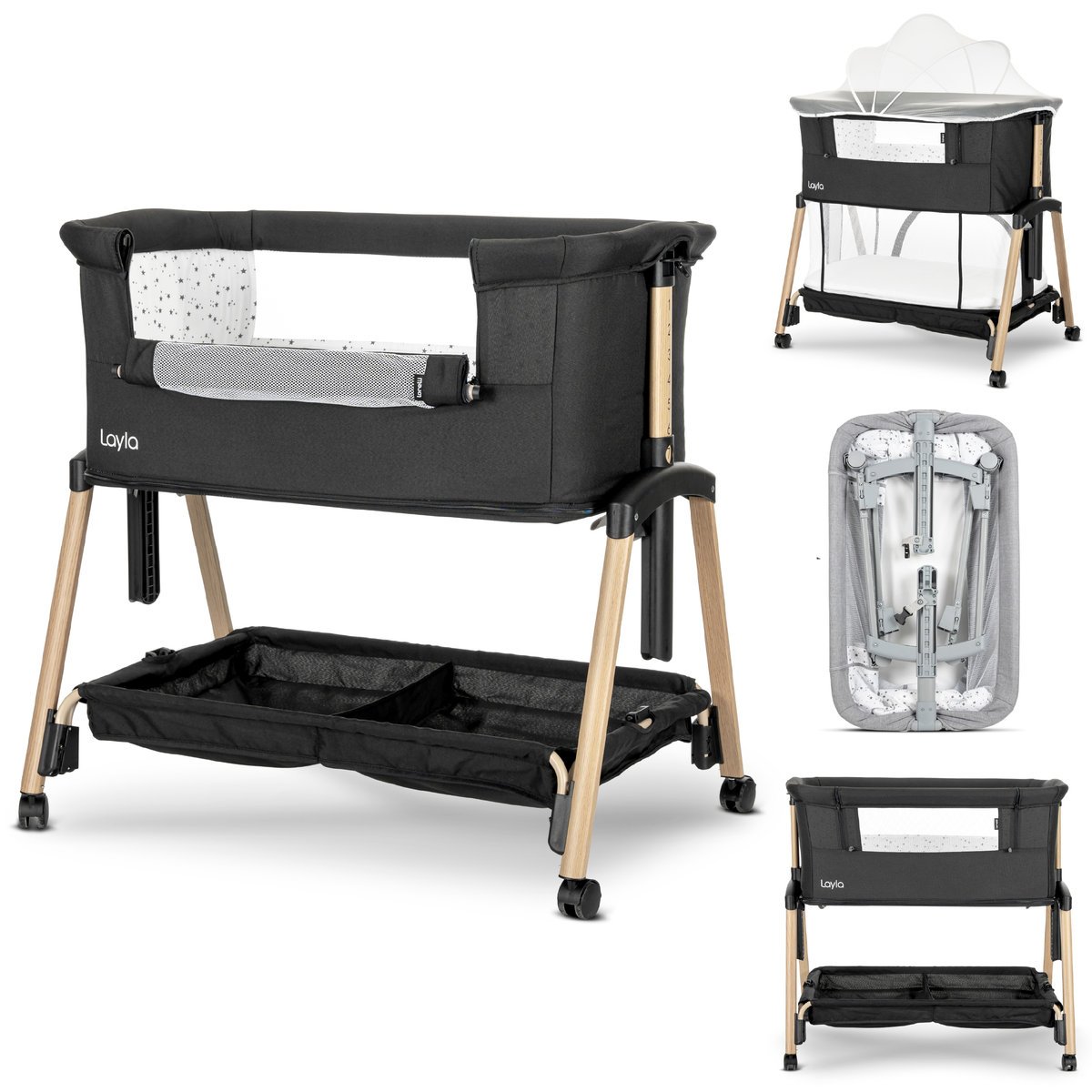 ŁÓŻECZKO DOSTAWNE 2W1 DO SYPIALNI REGULOWANE 0+ LORELLI LAYLA