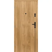 Drzwi zewnętrzne - Sella Drzwi wewnętrzne wejściowe drewniane Intarsja 90 Dąb Burgund 90 lewe - miniaturka - grafika 1