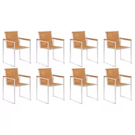 Fotele i krzesła ogrodowe - vidaXL Krzesła ogrodowe, 8 szt., lite drewno akacjowe i stal - miniaturka - grafika 1