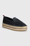 Espadryle damskie - Tommy Hilfiger espadryle zamszowe TH EMBROIDERED SUEDE FLATFORM kolor granatowy na platformie FW0FW07695 - miniaturka - grafika 1