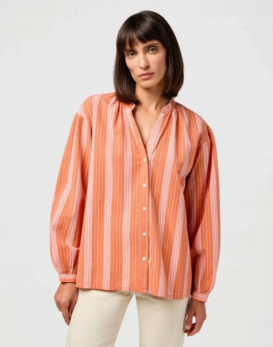 WRANGLER POET SLEEVE BLOUSE BRANDIED MELON 112350347 L
