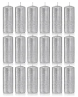 Świece - Świece ozdobne srebrne walec kokon 10/4 zestaw 18 - miniaturka - grafika 1