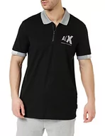 Bluzy męskie - Armani Exchange Męska bluza Sustainable, slim fit, z logo Side Distorted Polo Sweater, czarna, ekstra mała, czarny, XS - miniaturka - grafika 1