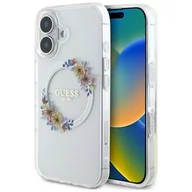 Etui i futerały do telefonów - Guess IML Flowers Wreath do iPhone 16 przeźroczysty - miniaturka - grafika 1