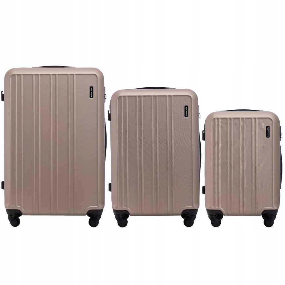 KOMPLET 3 WALIZEK PODRÓŻNYCH na 4 kółkach TWARDY BAGAŻ PODRĘCZNY ABS WINGS