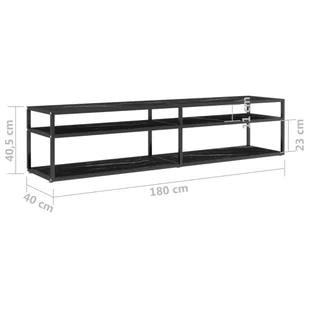 Lumarko Szafka pod TV, czarny marmur, 180x40x40,5 cm, szkło hartowane - Szafki RTV - miniaturka - grafika 8