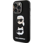 Etui i futerały do telefonów - Karl Lagerfeld KLHCP15LSDHKCNK iPhone 15 Pro 6.1" czarny/black Silicone Karl&Choupette Head - miniaturka - grafika 1