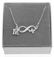 Naszyjniki - Srebrny naszyjnik nieskończoność linia życia literka PUDEŁKO SREBRO 925 - miniaturka - grafika 1