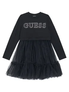 Guess Sukienka codzienna J5YK03 KAUH0 Czarny Regular Fit - Sukienki i spódniczki dla dziewczynek - miniaturka - grafika 1
