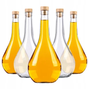 SZKLANE BUTELKI na NALEWKI SOKI LIKIERY WODĘ 5x ŁEZKA 0,5 L + KORKI - Domowy wyrób alkoholu - miniaturka - grafika 1