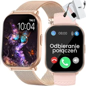 Smartwatch - Rubicon F34PROF złoty + różowy pasek - miniaturka - grafika 1