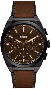 Zegarek Zegarek Fossil FS6108 Everett Chronograph Brown Leather Strap 44mm - Zegarki męskie - miniaturka - grafika 1