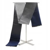 Apaszki i szaliki męskie - SZAL Szalik MĘSKI Zimowy Ciepły SZARO - GRANATOWY w Pasy Pako Jeans - miniaturka - grafika 1