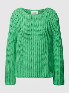 Sweter z dzianiny z okrągłym dekoltem - Swetry damskie - miniaturka - grafika 1