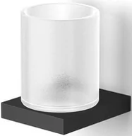 Kubki na szczoteczki do zębów - Kubeczek łazienkowy na szczoteczki uchwyt ze szklanką ścienny czarny STELLA Kobe - miniaturka - grafika 1