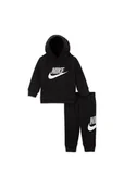 Spodnie i spodenki dla chłopców - Zestaw bluza z kapturem i spodnie dla niemowląt (1224 M) Nike Club Fleece - Czerń - miniaturka - grafika 1