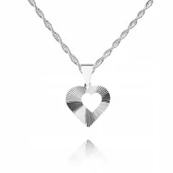 Biżuteria dla dzieci - ! 925 SREBRNY ŁAŃCUSZEK 40cm SERCE DEDYKACJA S1Z77 - miniaturka - grafika 1