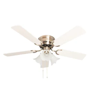 Bardzo płaski wentylator sufitowy Pepeo Kisa Deluxe antyczny mosiądz łopatki biały / klon z oświetleniem - Wentylatory sufitowe - miniaturka - grafika 1