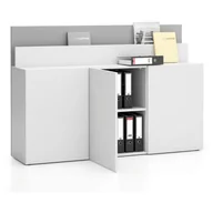 Szafki biurowe - B2B Partner Dodatkowa szafka do biurka LAYERS, długa, biała/szara 611540 - miniaturka - grafika 1